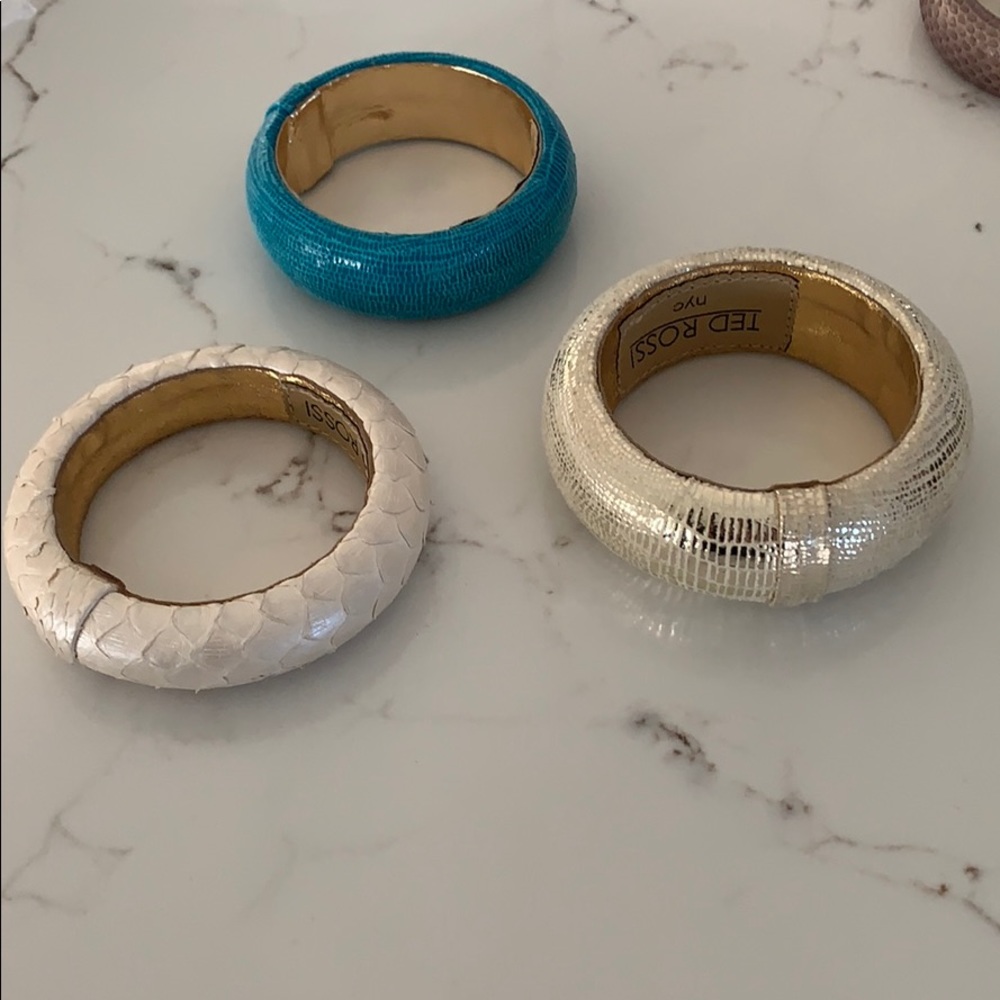 3 Ted Rossi Faux Skin Bangle Bracelets